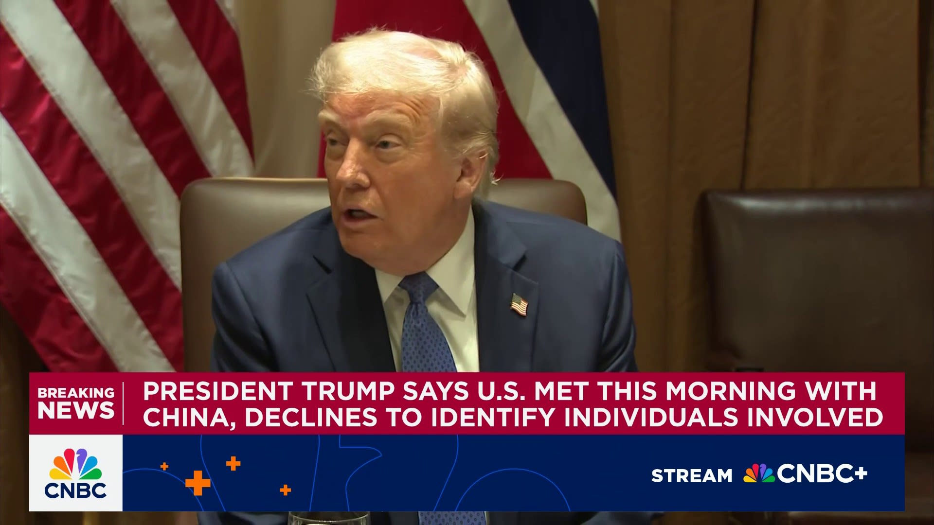President Trump says U.S. met this morning with China, declines to identify individuals involved